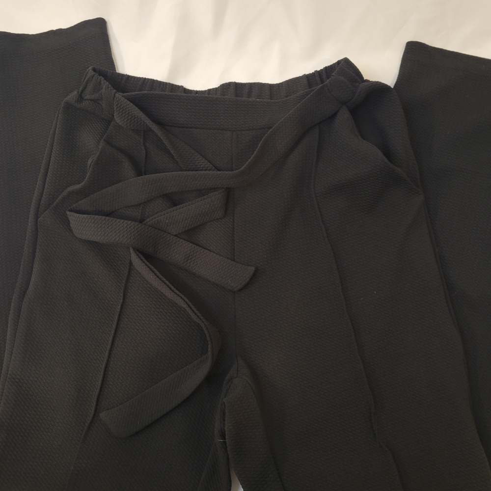 SHEIN Black Wide Leg Wrap Pants